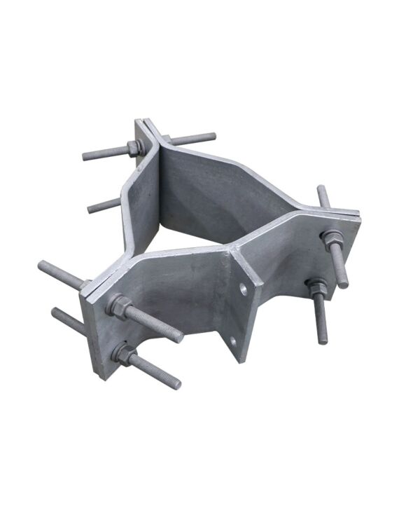 Phoenix 8in to 12in Round Leg Safety Climb Bracket Top and Bottom Galvanized with Hardware