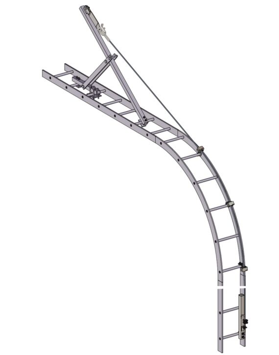 Curved Ladder Mount HDG - Galvanized Cable